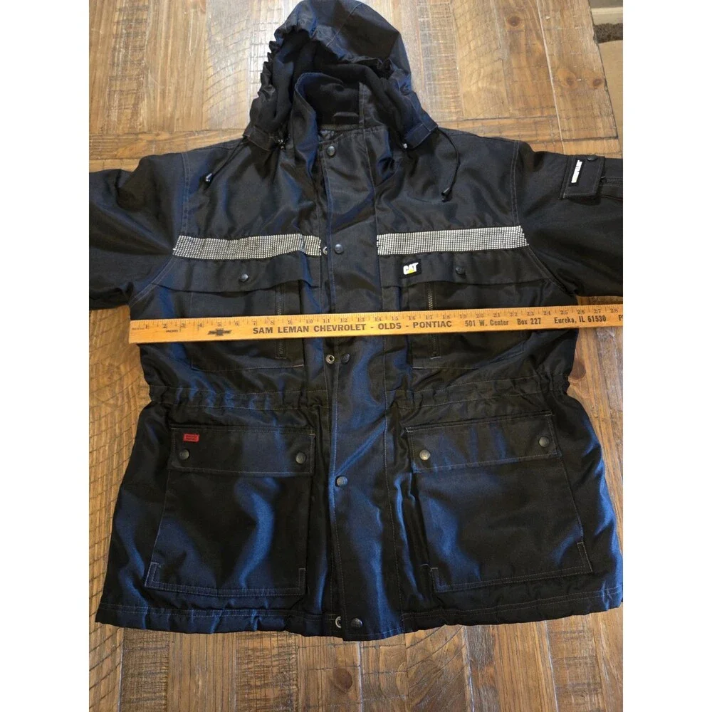 CAT Workwear Heavy Insulated Parka Coat Mens XL Black MultiPocket Zip